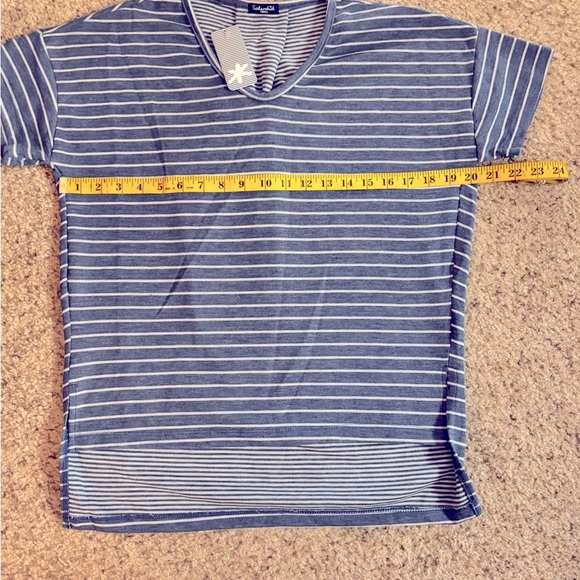 Splendid short sleeve top blue white stripes high low hem size Small - Picture 3 of 8